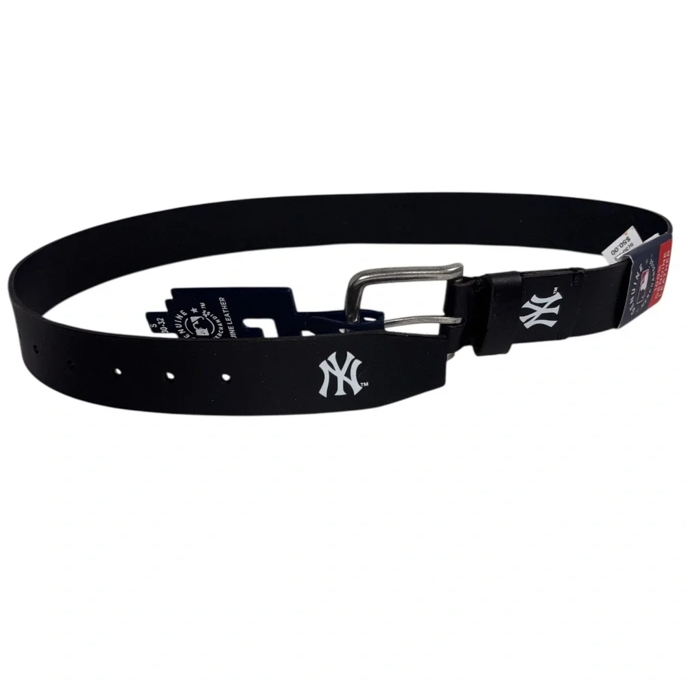 New York Yankees Leather Black Belt Men’s Waist 30-32 MLB Genuine Merchandise